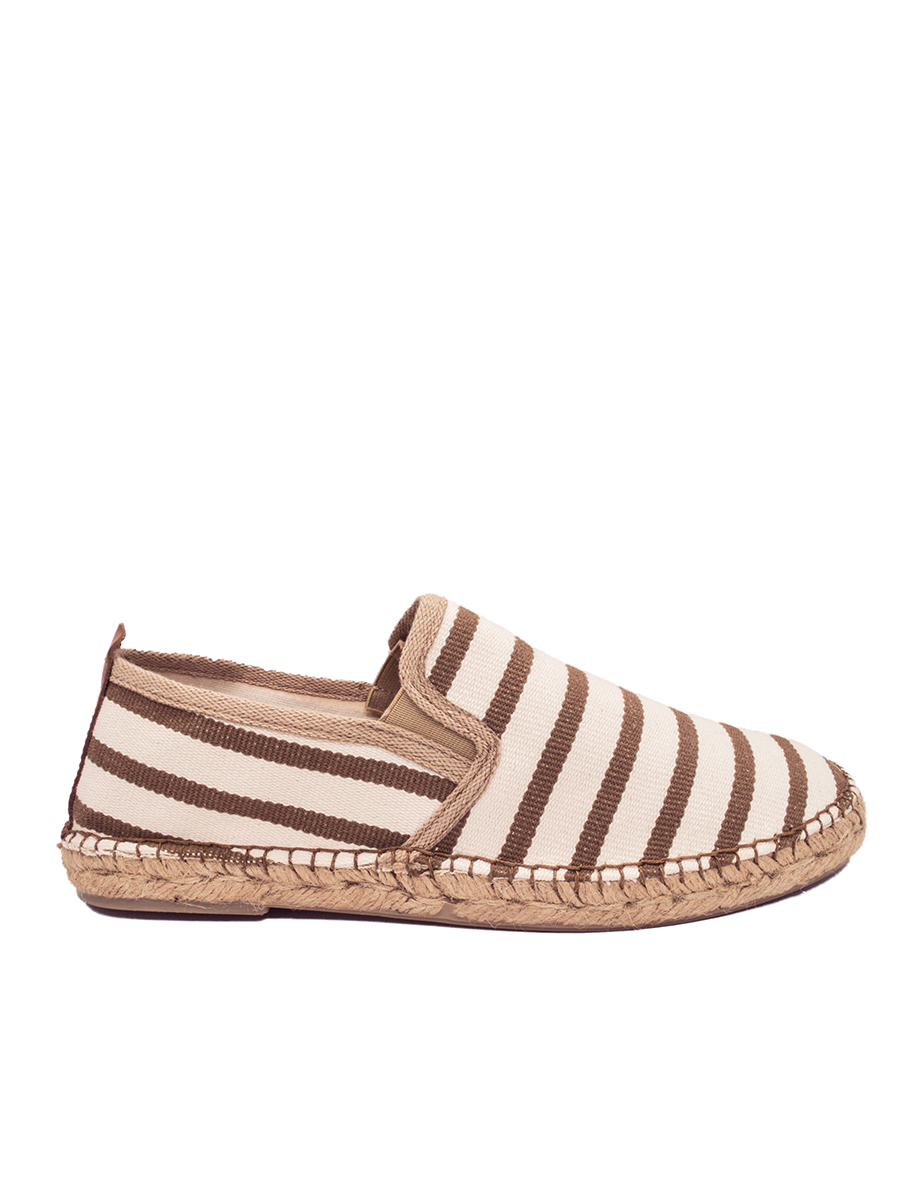 White \u0026 Brown Striped Mens Espadrilles 