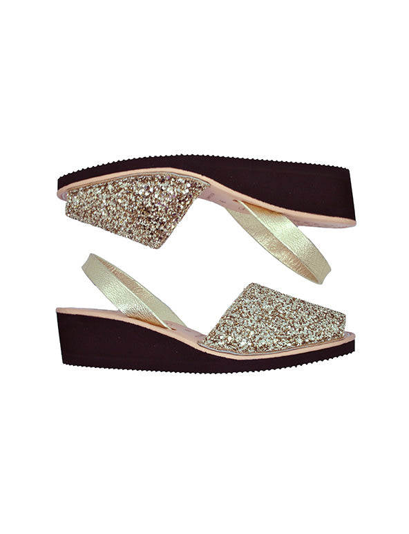 Sparkly Gold Heeled Sandal - Authentic 