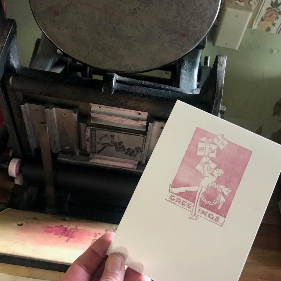 Letterpress holiday greeting card class at the book arts league