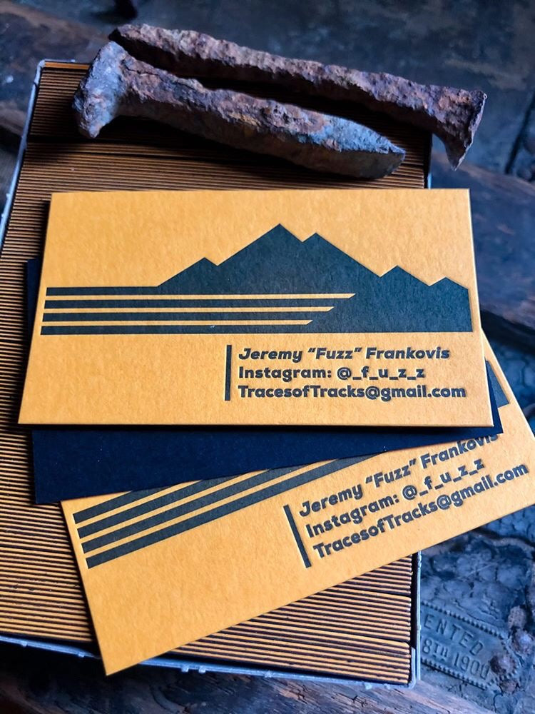 letterpress business cards photo trail colorado letter press boulder railroad custom printing photog photographer