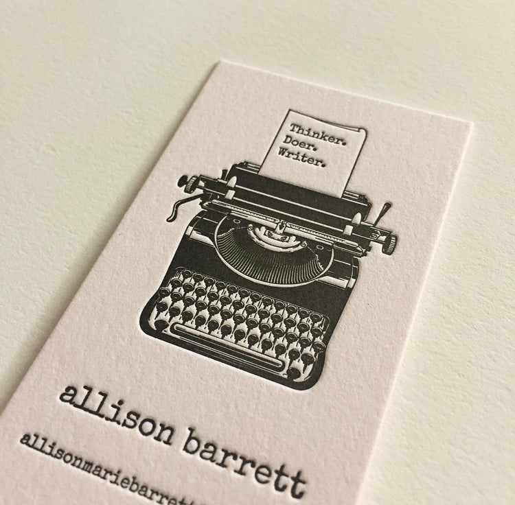 letterpress printed calling business cards simple clean elegant designs writer dogs and stars template designs typewriter 