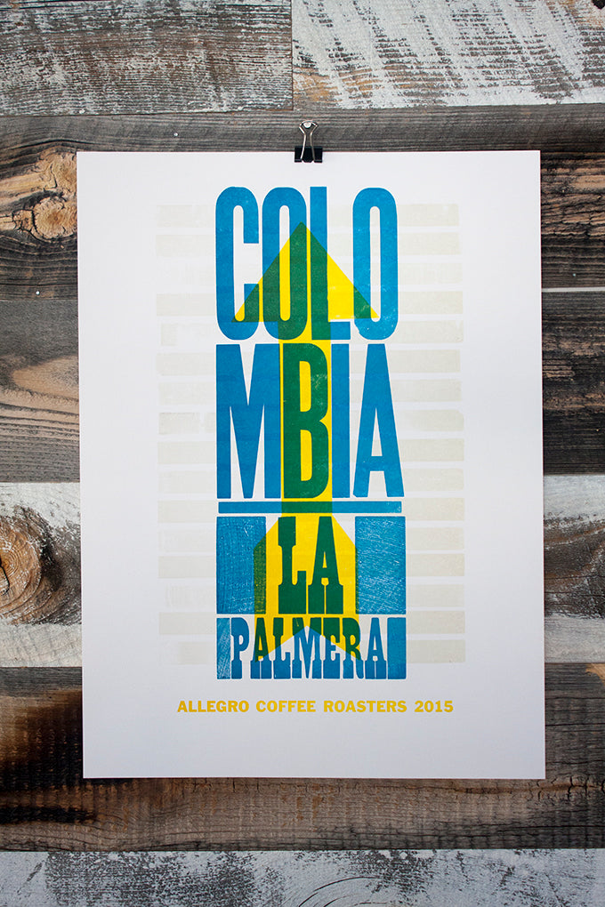 Letterpress printed coffee posters for Allegro Coffee Roasters Tennyson Denver wood type