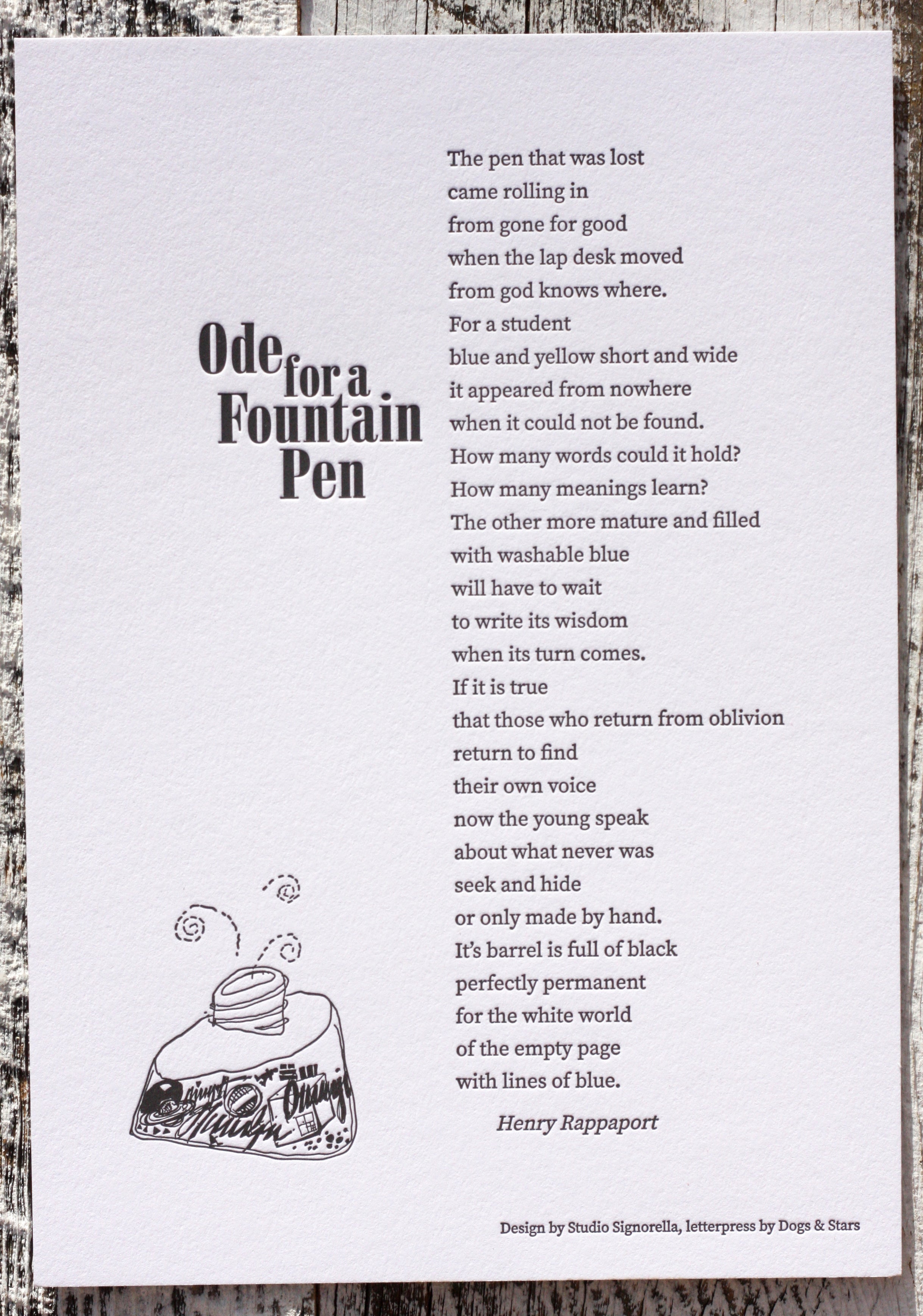 letterpress printed poem ephemera design type Studio Signorella Boulder printmaking custom design custom print printing 