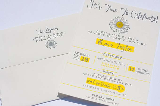 Letterpress Graduation Invitation Invite Wedding School Letter press hand made craft printed craft printing 