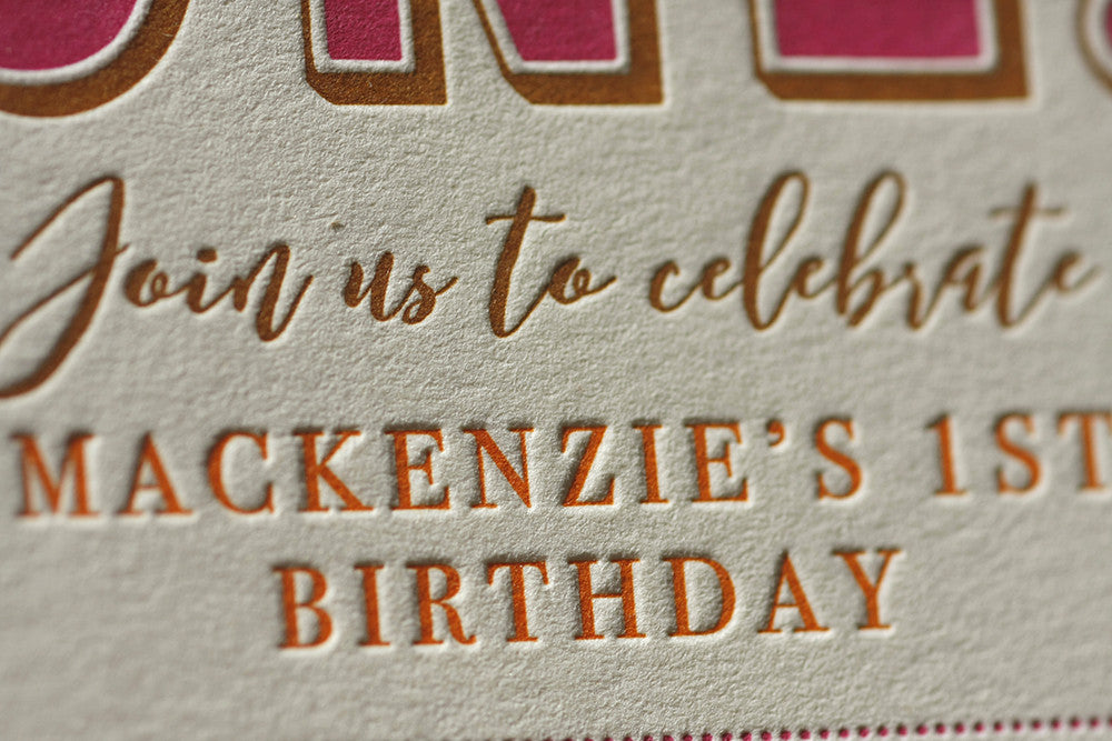 letterpress first 1st birthday part invites boulder denver colorado custom letterpress printing