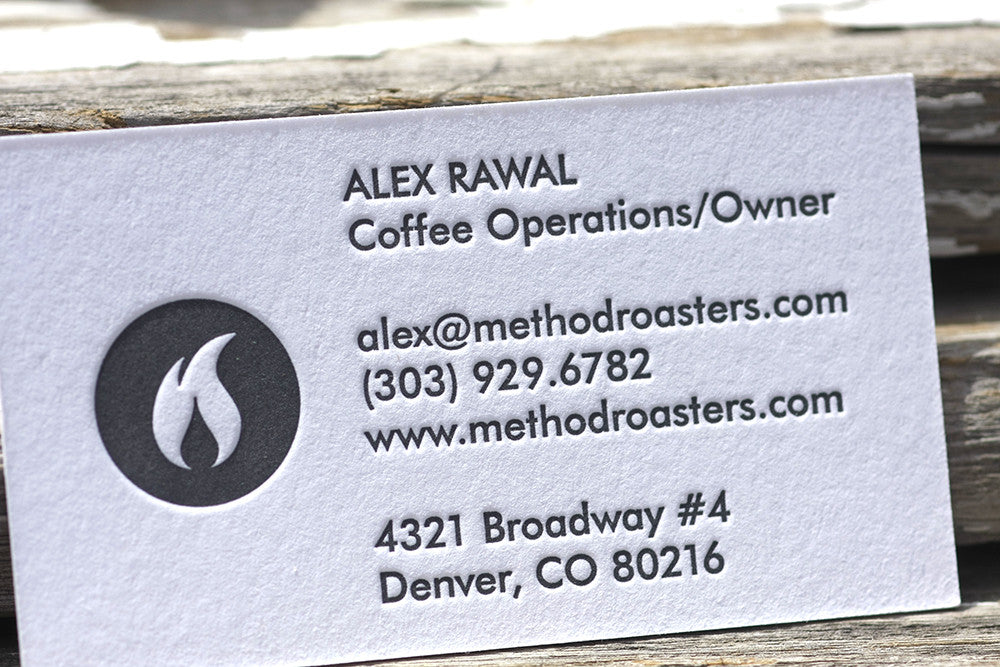 Letterpress Coffee Cards Business Cards Custom Printing Boulder Denver Colorado