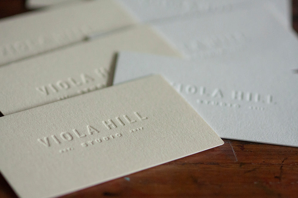 Letterpress business cards viola hill studio wisconsin custom printing dogs and stars letterpress