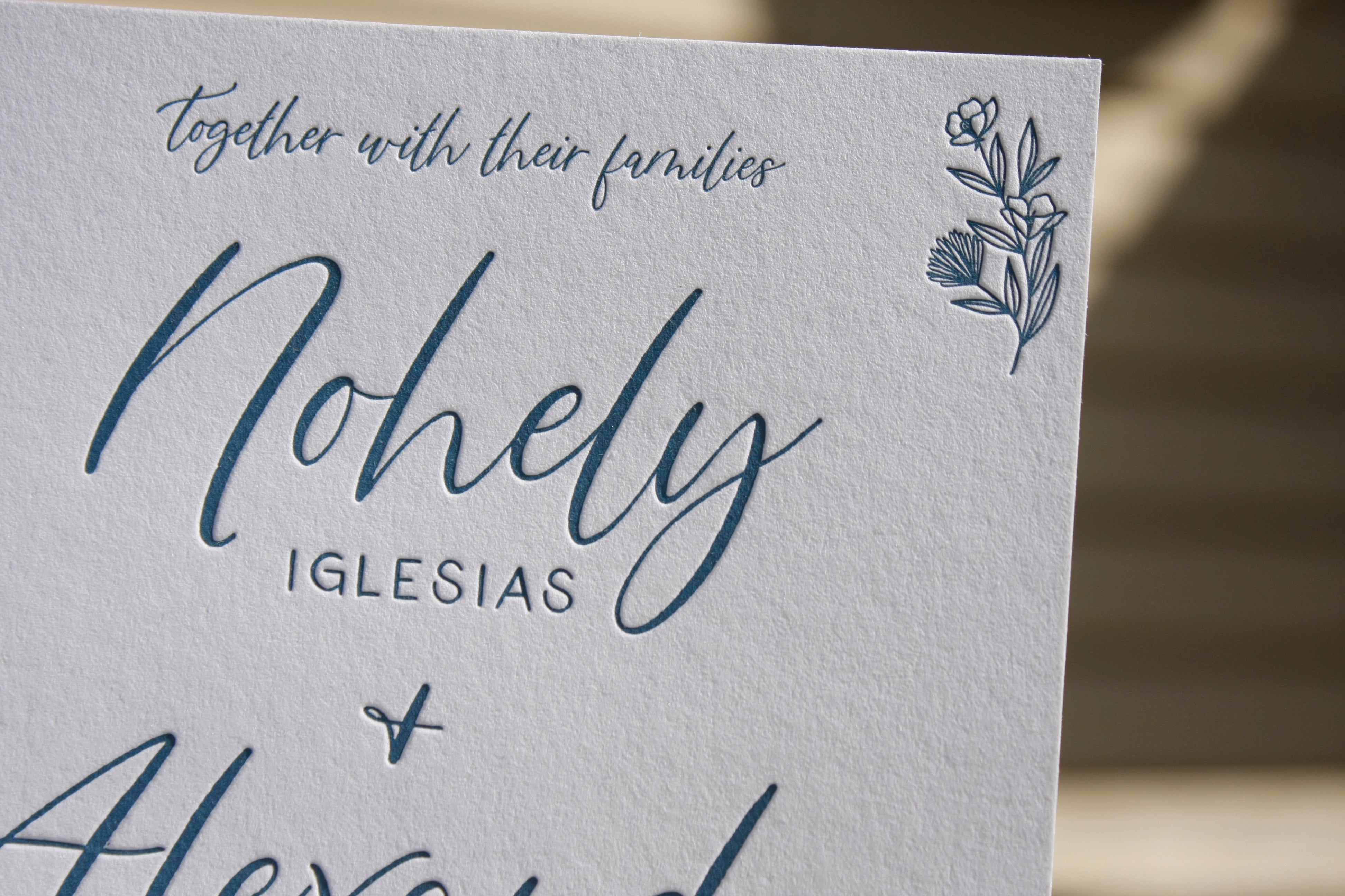 custom letterpress printing press machine colorado chic weddings handmade type simple elegant clean modern floral designs