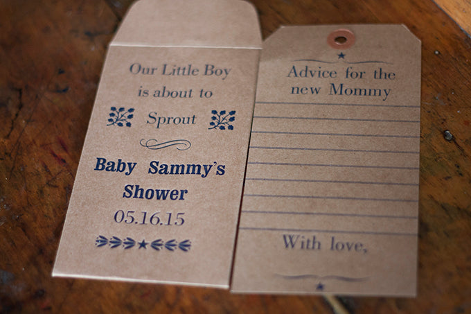 Letterpress Bodoni Hand Set Lead Type Baby Shower Favors