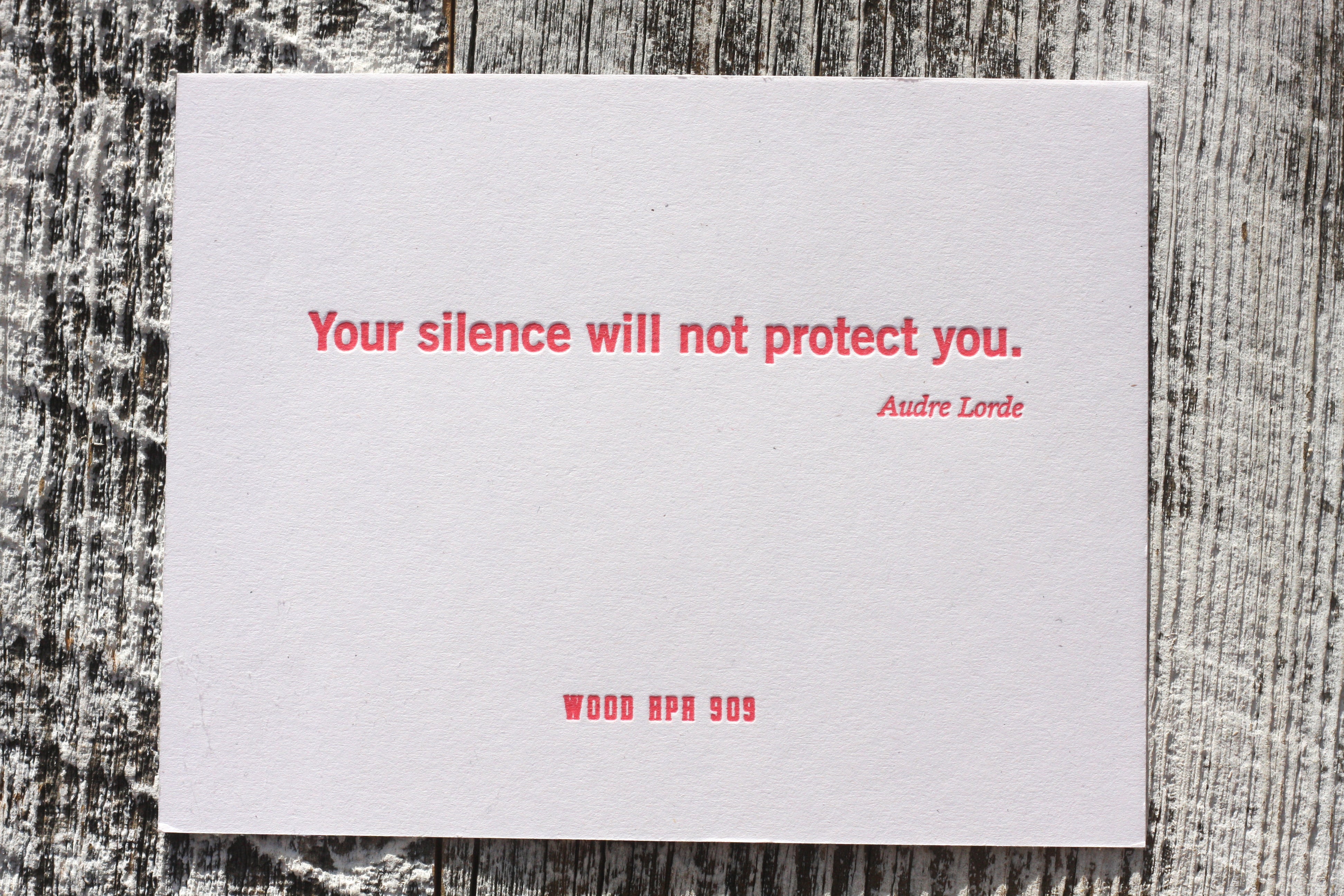 silence won't protect you letterpress postcard apa design boulder type workshops dogs and stars printmaking books vote