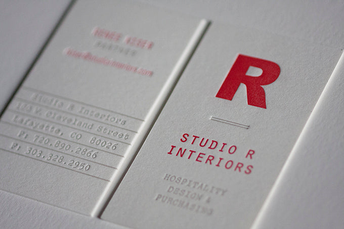 letterpress business cards crane lettra 220lb boulder denver lafayette colorado interior design