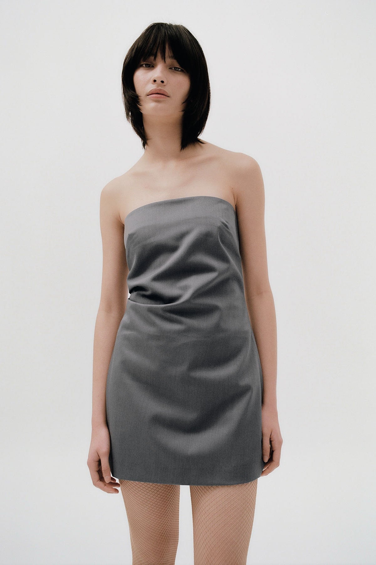 St Agni Minikleid Tuck In Pewter Grey
