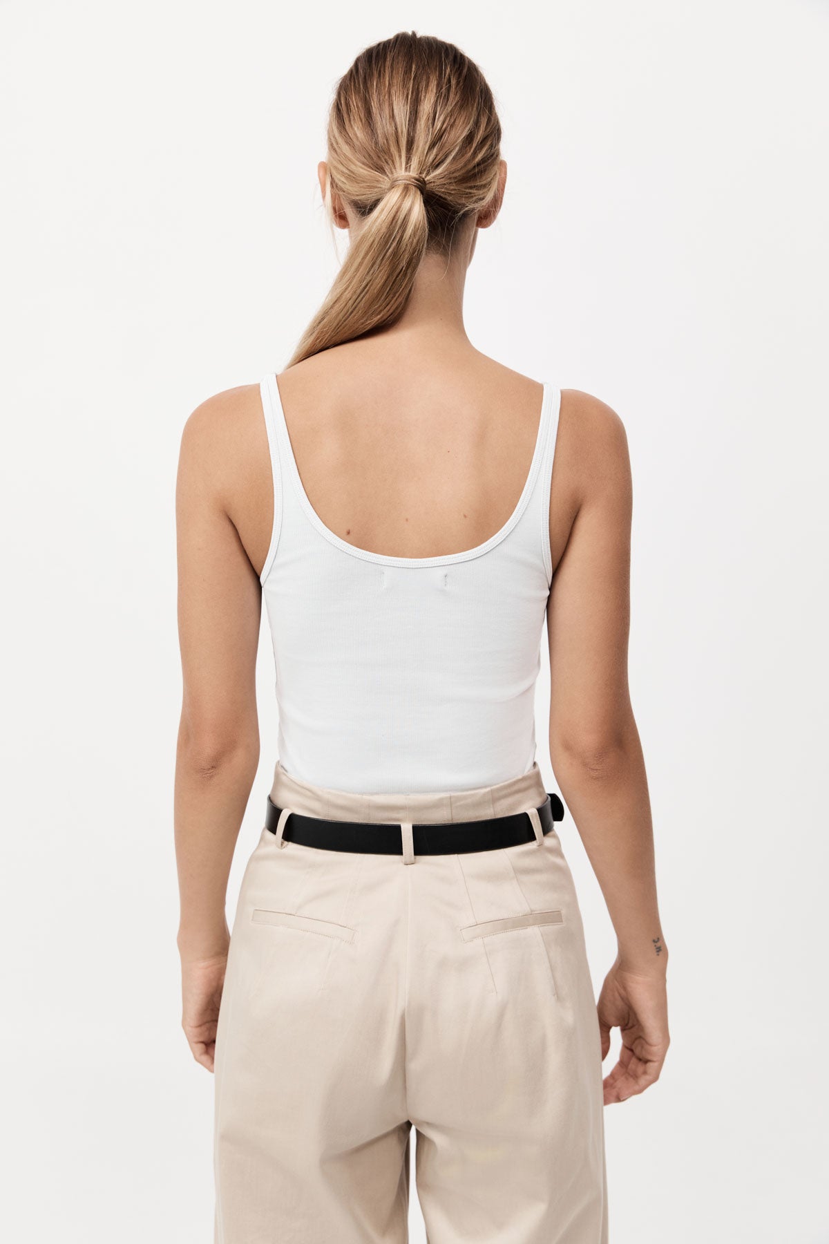 St Agni Organic Cotton Slim Scoop Tank In White
