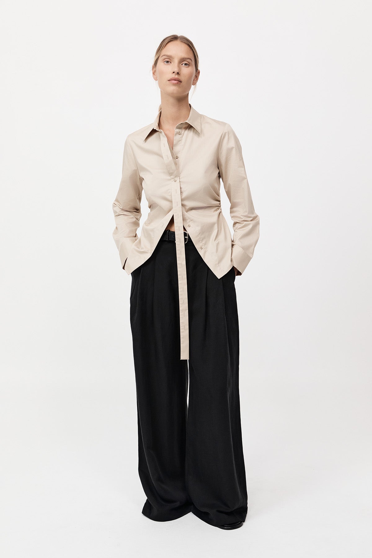 St Agni Deconstructed Button-up Shirt In Champagne