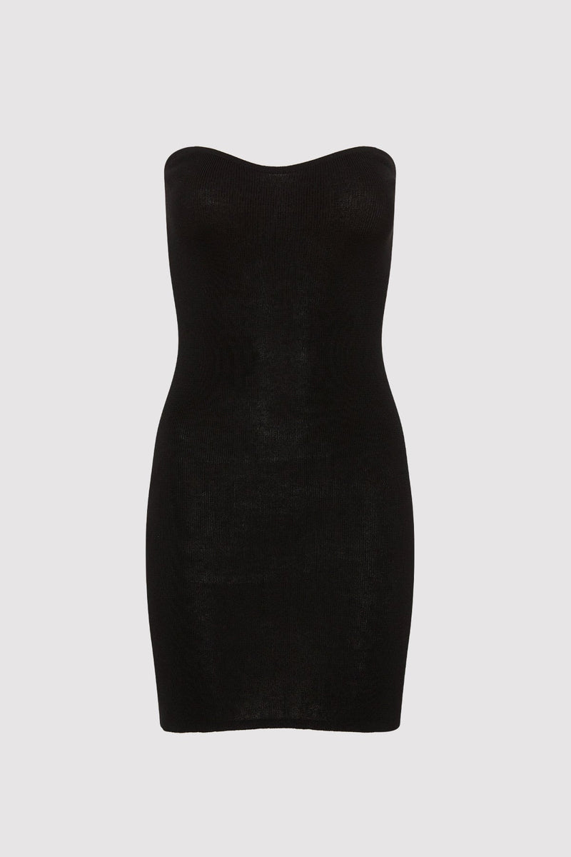 St. Agni Curve Knit Mini Dress Black