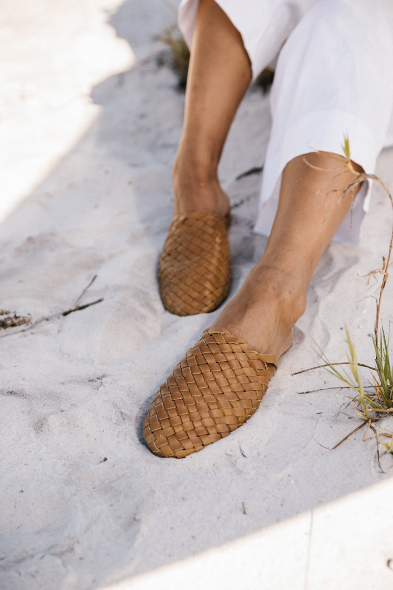 Bunto Woven Loafer - Almond. Hand woven 