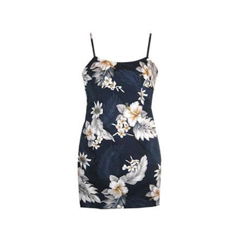 Blueberry Navy Short Hawaiian Skinny Strap Floral Dress – PapayaSun