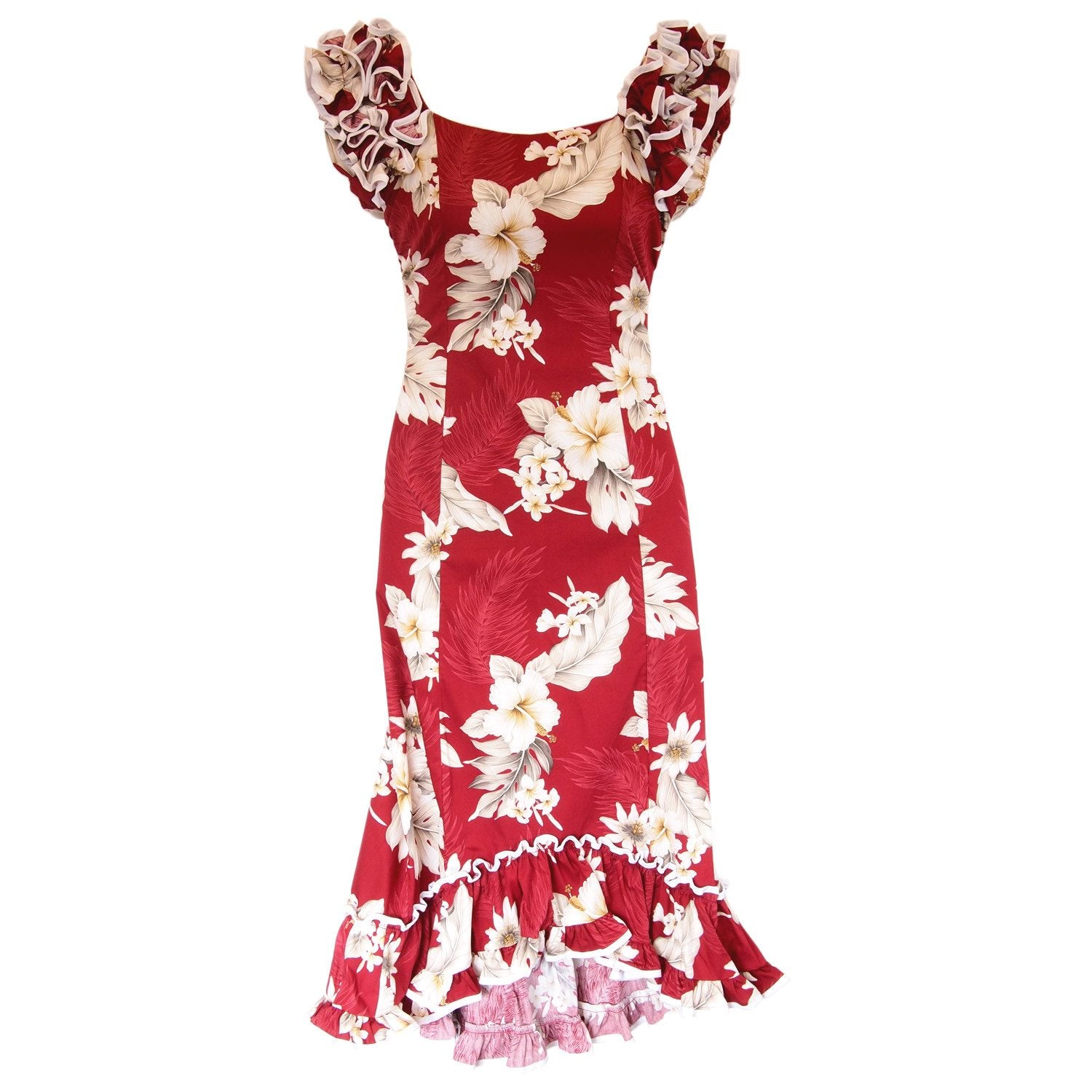 Chili Red Hawaiian Meaaloha Muumuu Dress with Sleeves – PapayaSun