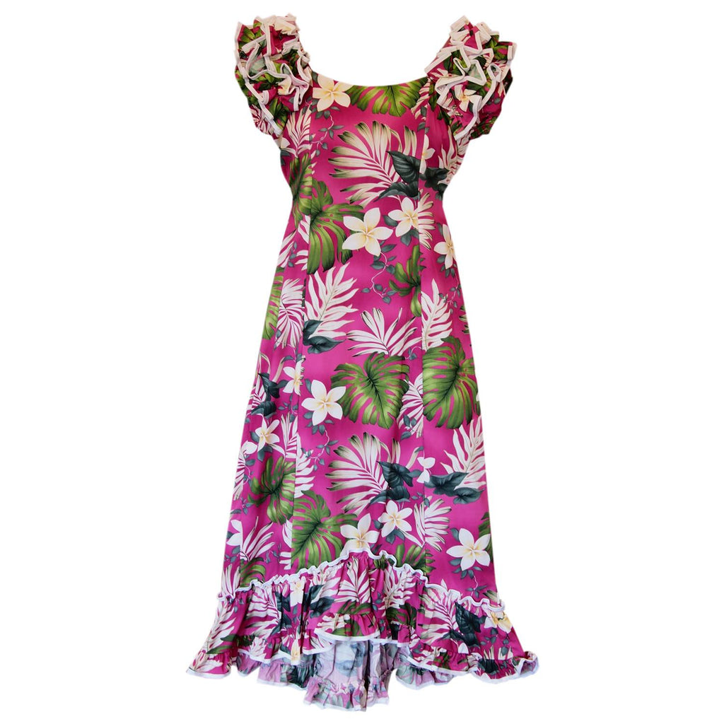 Excite Pink Hawaiian Meaaloha Muumuu Dress with Sleeves – PapayaSun