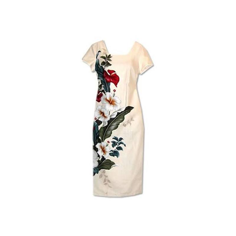 Sweetheart Cream Long Hawaiian Dress With Sleeves Papayasun 