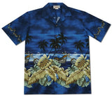 Island Choppers Blue Hawaiian Border Aloha Sport Shirt – PapayaSun