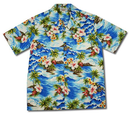 Lagoon Blue Hawaiian Cotton Aloha Sport Shirt – PapayaSun