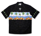 Sailing Black Hawaiian Border Aloha Sport Shirt – PapayaSun