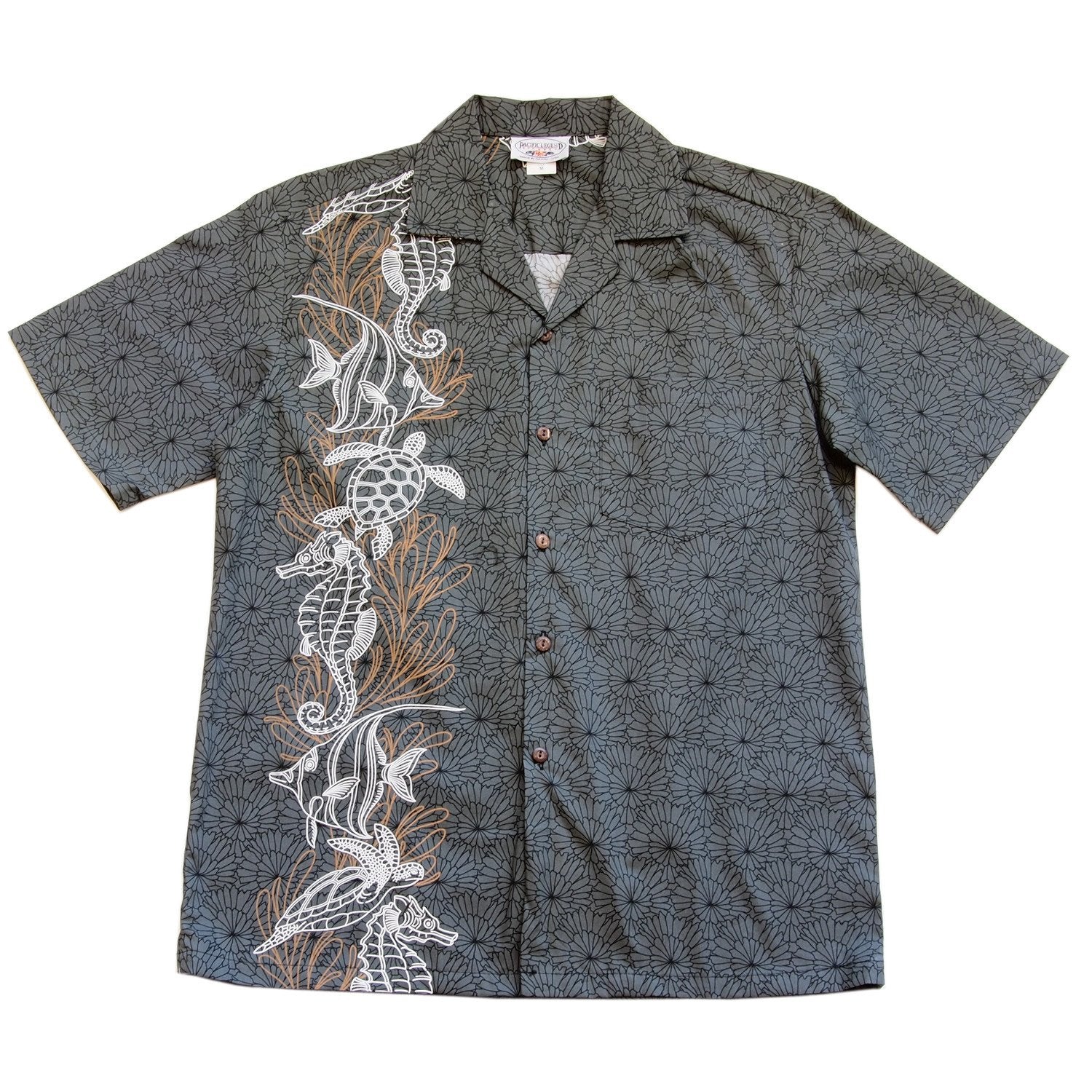 Sea Life Grey Hawaiian Border Aloha Sport Shirt – PapayaSun