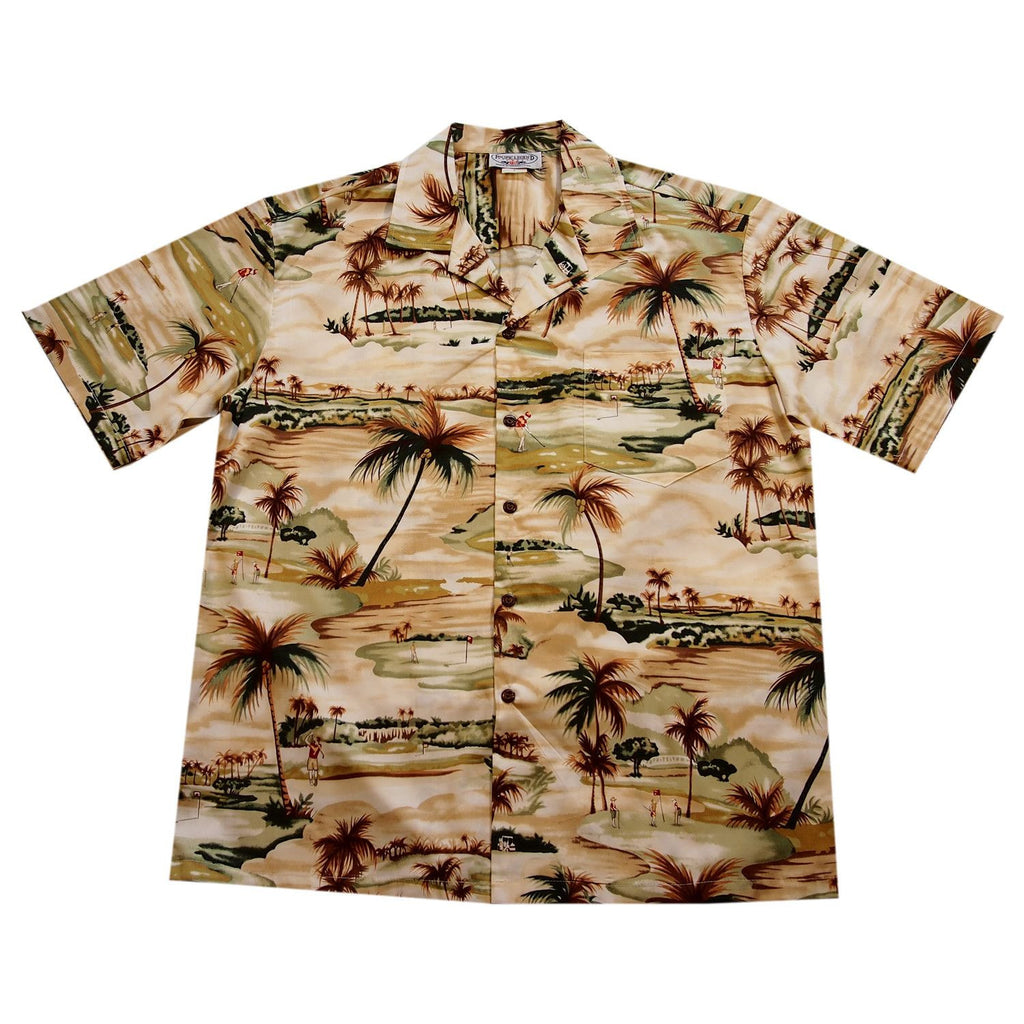 Tee Off Tan Golf Cotton Hawaiian Shirt – PapayaSun