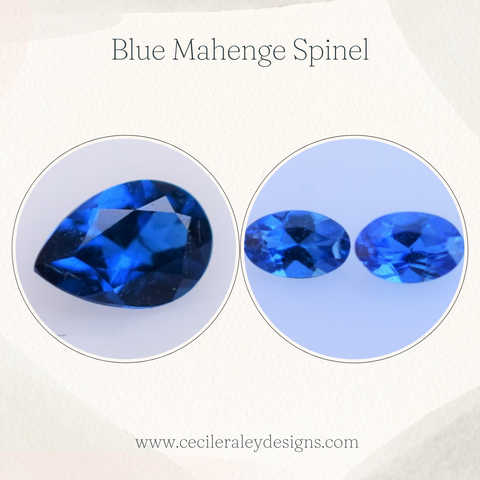 Blue Mahenge spinel oval pair and single pear shape