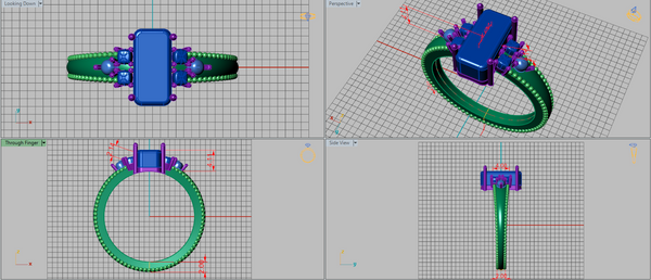 Ring CAD Design Featuring Millgrain and Short Prongs