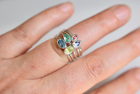 gold stacking rings with gemstones