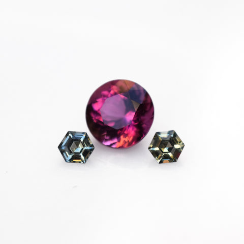 rubellite and hexagon sapphire