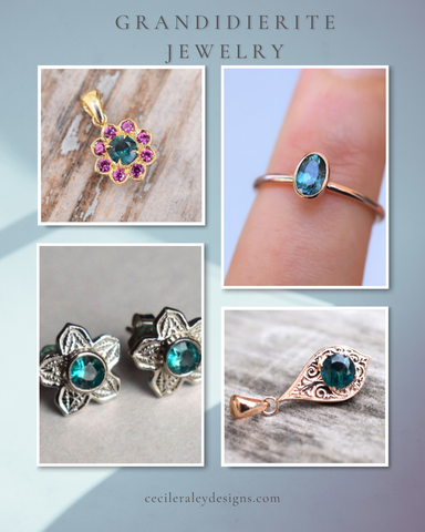Grandidierite jewelry, pendant, ring, earrings