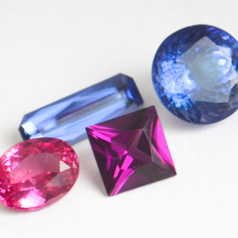 Purple Garnet, Mahenge Spinel, Tanzanite, & Cobalt Spinel
