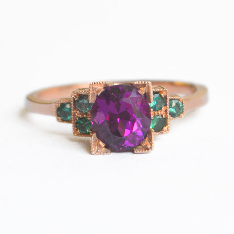Purple Garnet and color change garnet (Edwardian ring)