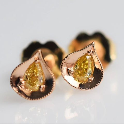 Peach Gold and Peach Diamond Studs (The backs are yellow gold)