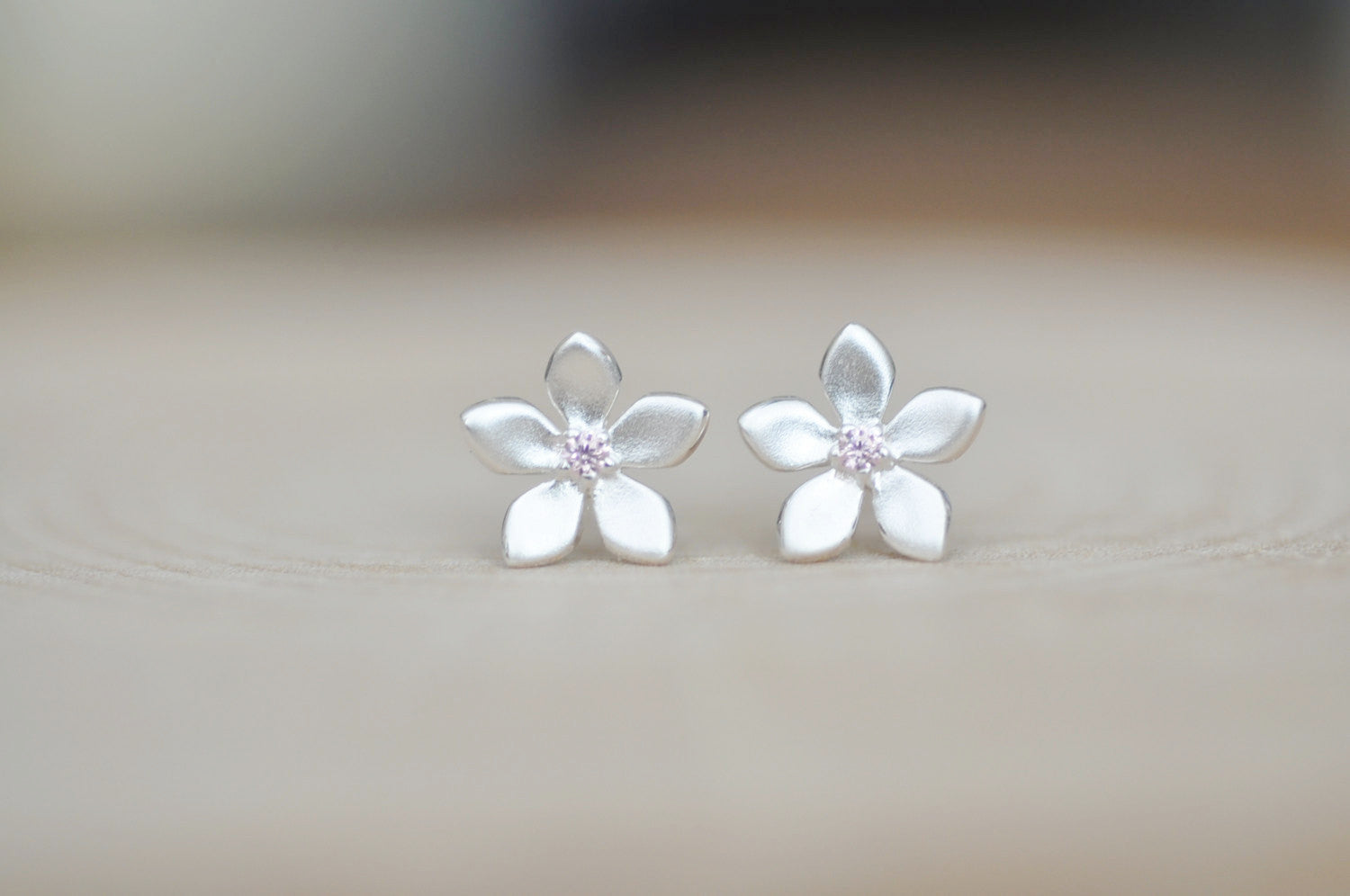 Pink Center Flower Earrings - Jamber Jewels