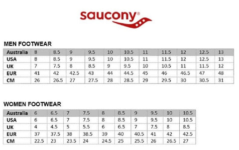 Saucony Size Chart