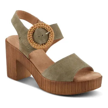 Spring Step Gamona Sandals - Olive Suede Spring Step