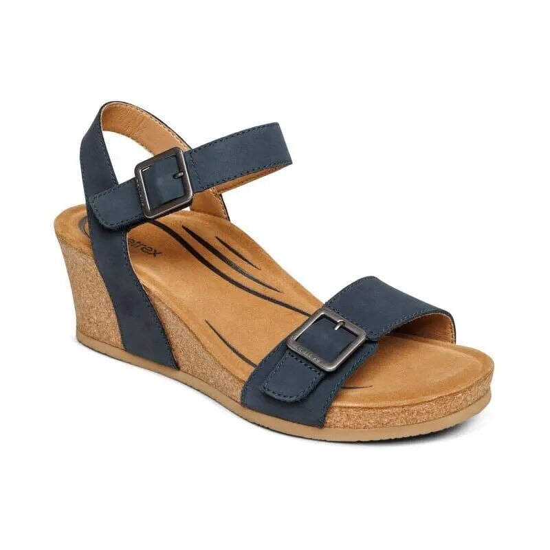 Lexa Quarter Strap Wedge - Navy Aetrex