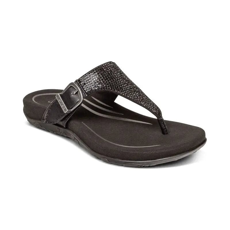 Rae Adjustable Thong Sandal - Black Aetrex