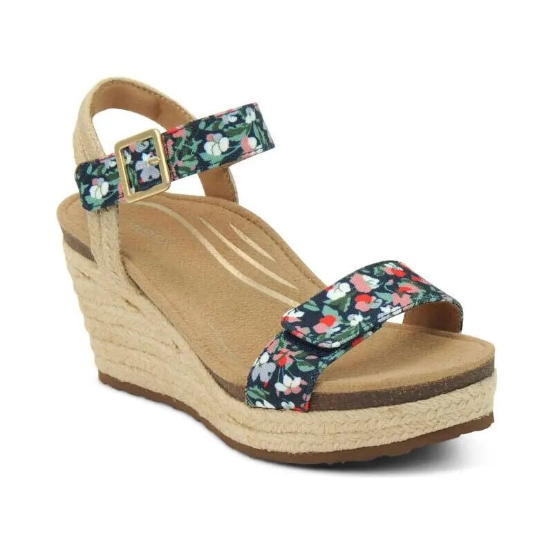 Sydney Quarter Strap Espadrille Wedge - Floral Aetrex