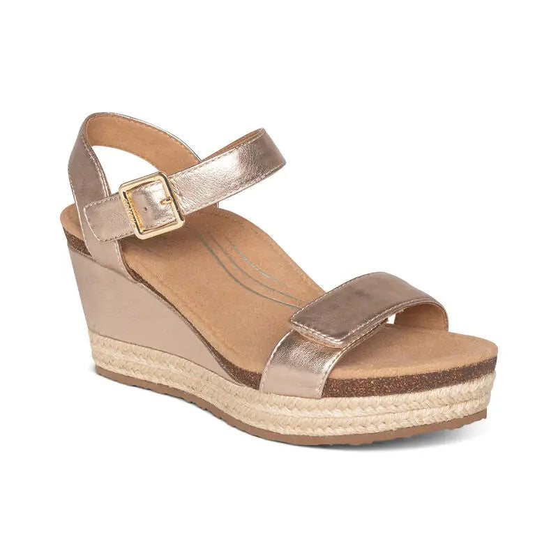 Sydney Quarter Strap Espadrille Wedge - In Multi Colors Aetrex