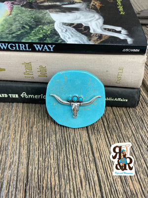 Cow Skull & Turquoise Phone Grip - Ropes and Rhinestones