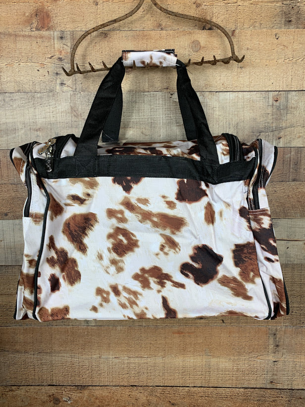 cow print duffle bag