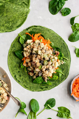 easy vegan recipe - pecan apple chickpea salad wrap