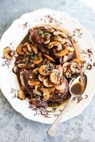 whole30 dinner recipe - filet mignon with mushroom sauce