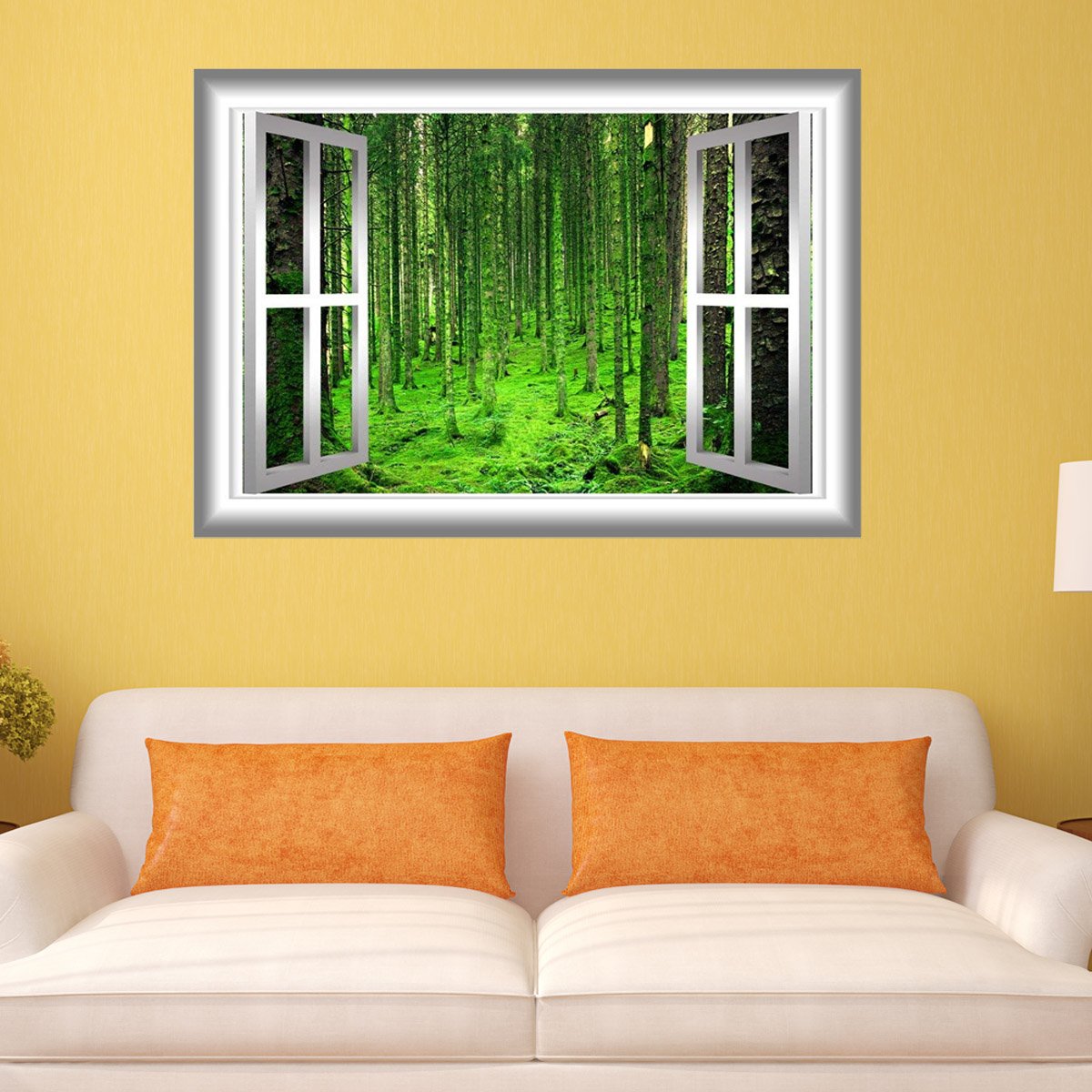 3D Window Frame Peel and Stick Wall Decals Outdoors View Forest Scene VWAQ - NW30