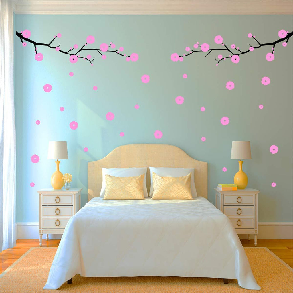 Vwaq Cherry Blossom Tree Branch Wall Decal Flowers And Leaves Living